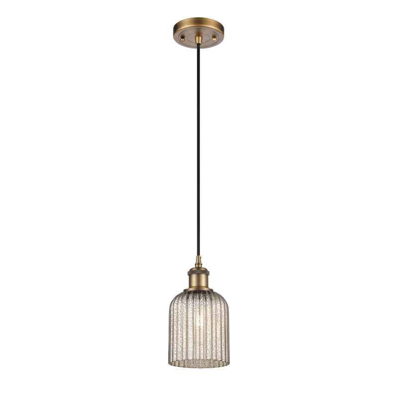 Luminaire suspendu 1 lumière Aalina, Laiton brossé, Granuleux