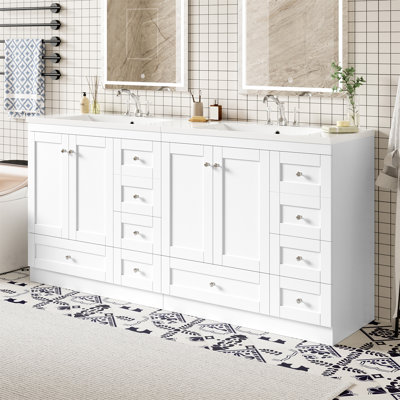 Meuble-lavabo autoportant de style shaker de 72 pouces