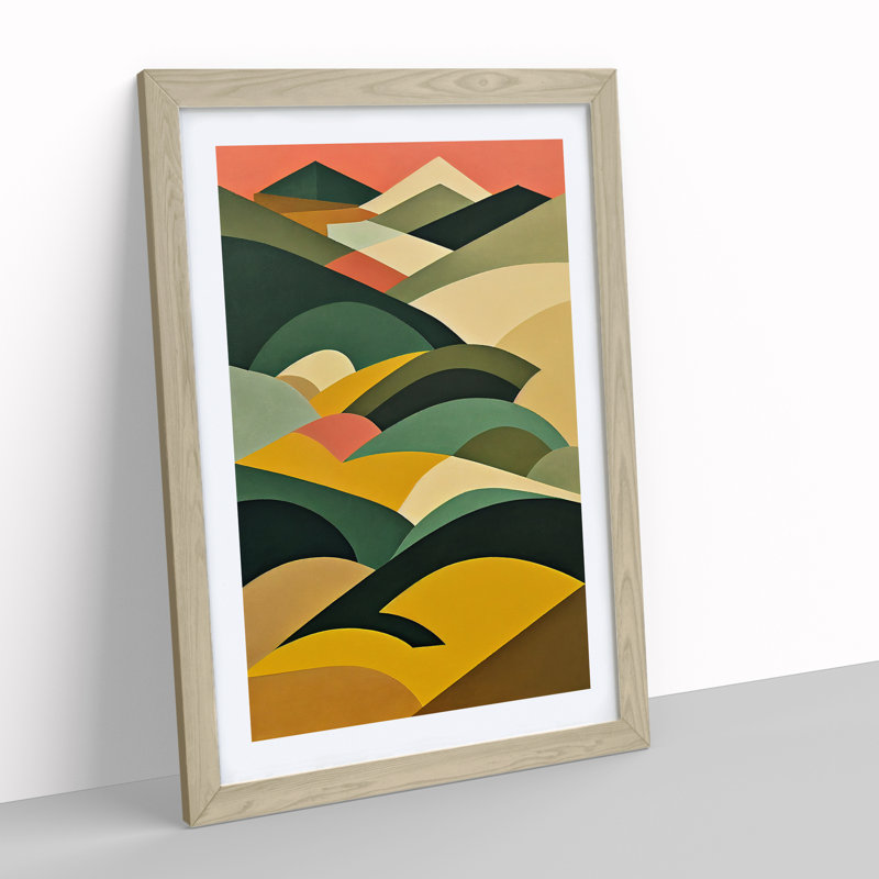 Abstract Mountain Landscapes No.2 - Print, Oak Framed Paper, White, 64cm H x 46cm W x 3cm D