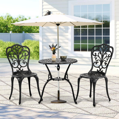 Outdoor 3-Piece Cast Aluminum Iris Bistro Set