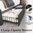Upholstered Platform Bed with 4 Large Storage Drawers, RGB LED lights, Charging Station, Adjustable Headboard, Easy Assembly-441463676-444370514