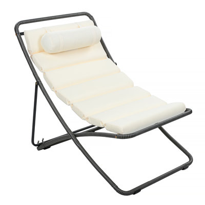 2-Pieces Outdoor Folding Chair, Rattan-Wrapped Patio Chair with Adjustable Backrest, Thick Cushion, and Detachable Headrest ,for the Poolside, Beach, Backyard, Decck, and Camping (Black)
