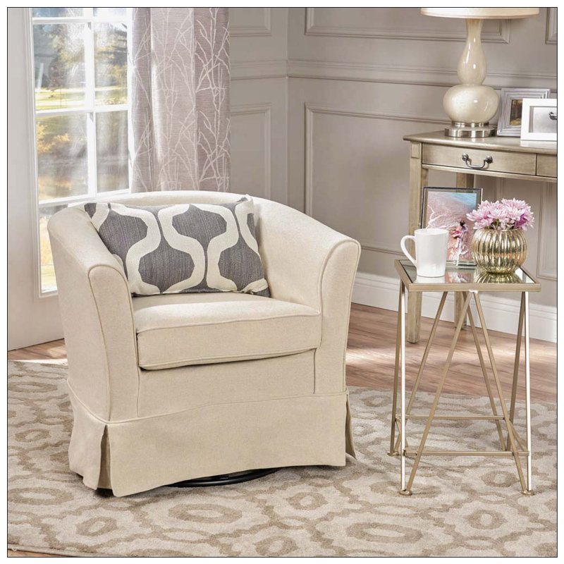 Fauteuil demi-tonneau pivotant rembourré, Naturel
