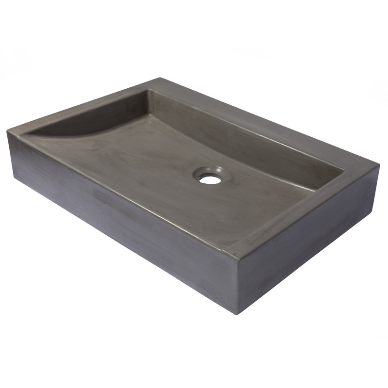 Eden Bath 15.2'' Concrete Rectangular Bathroom Sink, Dark Gray