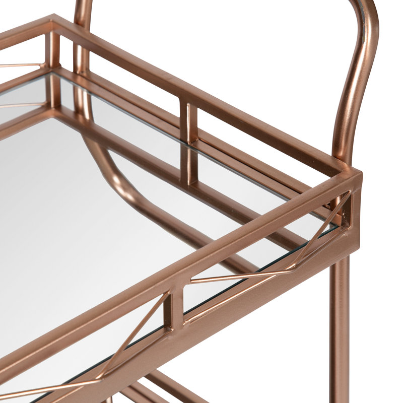 Aloria Metal Bar Cart, Matte Rose Gold