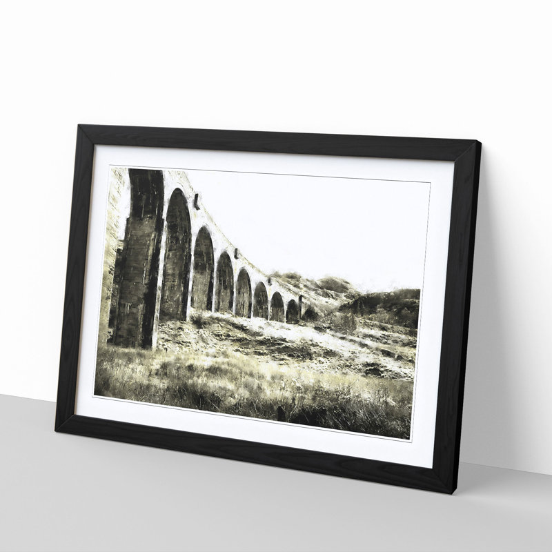 Glenfinnan Viaduct in Scotland - Picture Frame Graphic Art Print, 45cm H x 63cm W x 2cm D, Black Framed