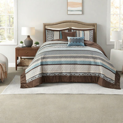 Ensemble de literie réversible en coton pour grand lit, jacquard traditionnel