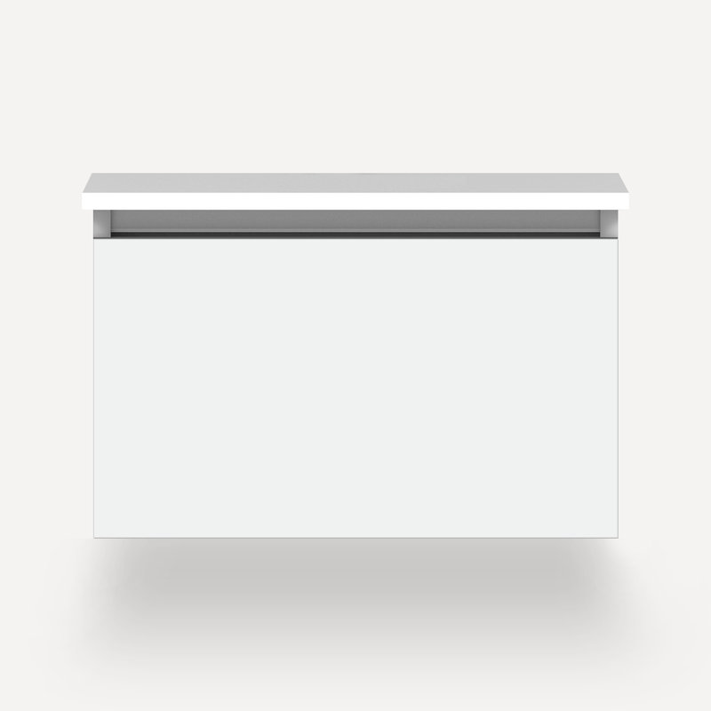 Cartesian Vanity 24"W, Matte White, White Zeus Extreme