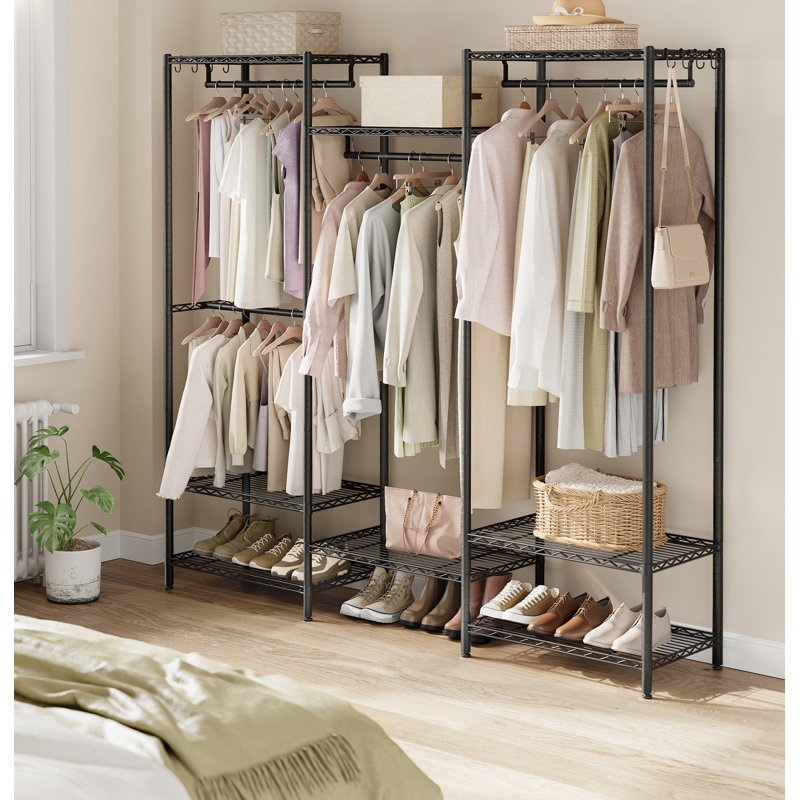 Gretchine 175cm Industrial Pipe Clothing Rack, Black