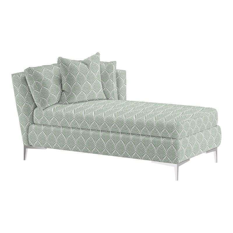 Aiden Chaise Lounge, Right Hand Facing, Polished Stainless, Perigold Youngman Ebony