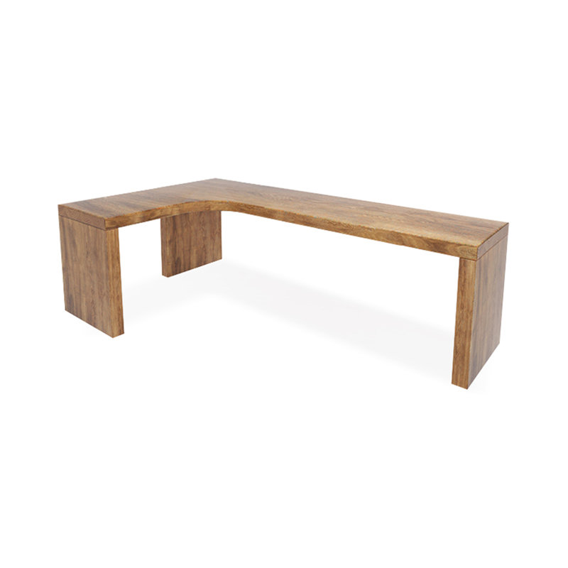 Bureau en bois massif en L Burlywood, Orienté à gauche (vu de face), H 29,53 po x l 70,87 po x P 39,37 po