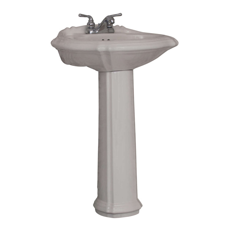 Lavabo de salle de bain ovale en céramique avec trop-plein 27 po Regent, Centres de 8 po, Biscuit
