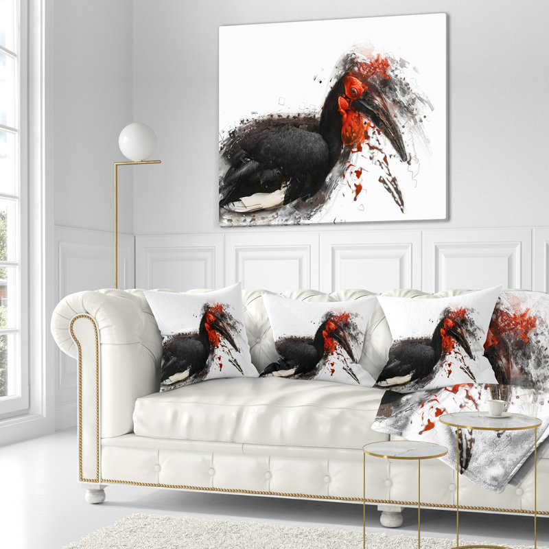 Grand oiseau exotique relaxant - oreiller imprimé animal, 18 po x 18 po, Coussin décoratif