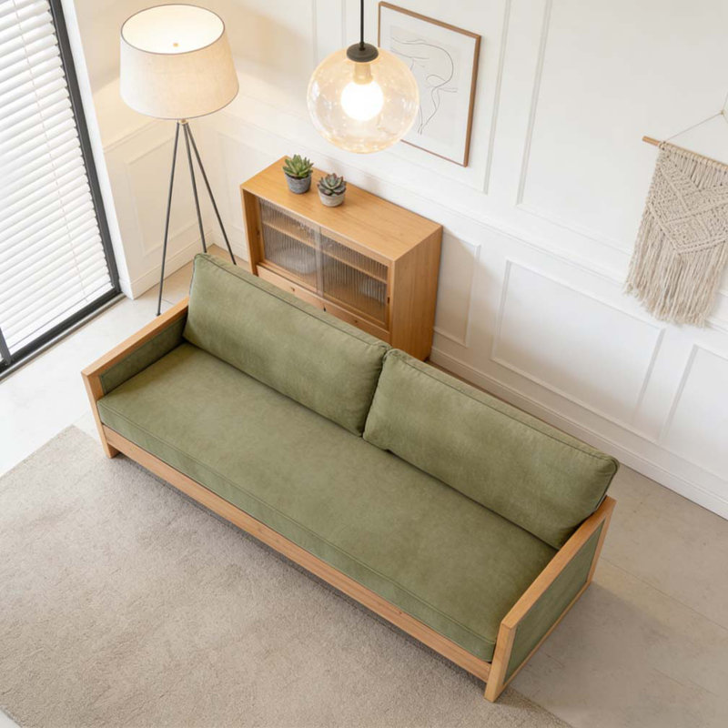 77.8" Sofa Couch Chenille Upholstery Sofa, Green