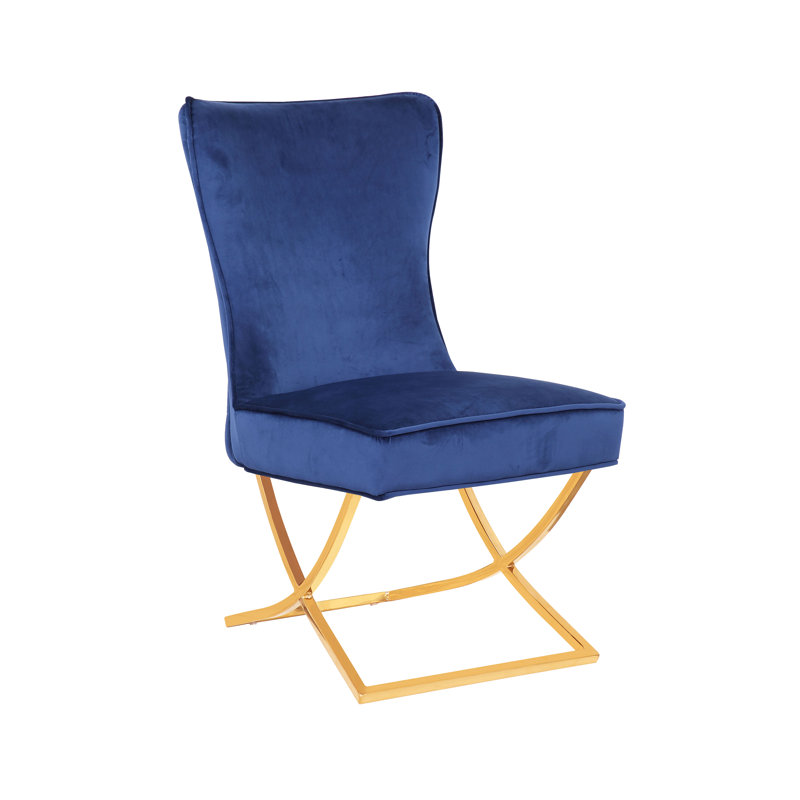 Torre 98cm H Tufted Velvet Upholstered Side Chair, Pink, Gold