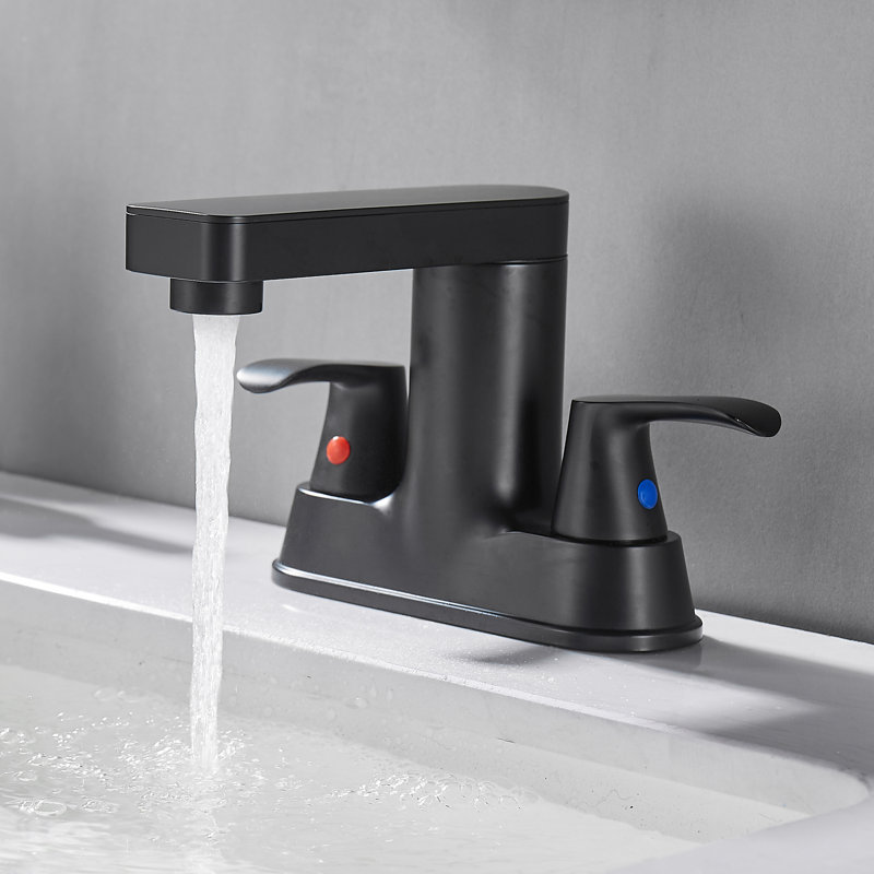 Centerset 2-Handle Bathroom Faucet with Drain Assembly, Matte Black