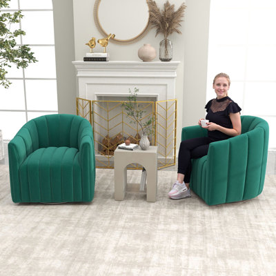 Annelotte Velvet Swivel Barrel Chair