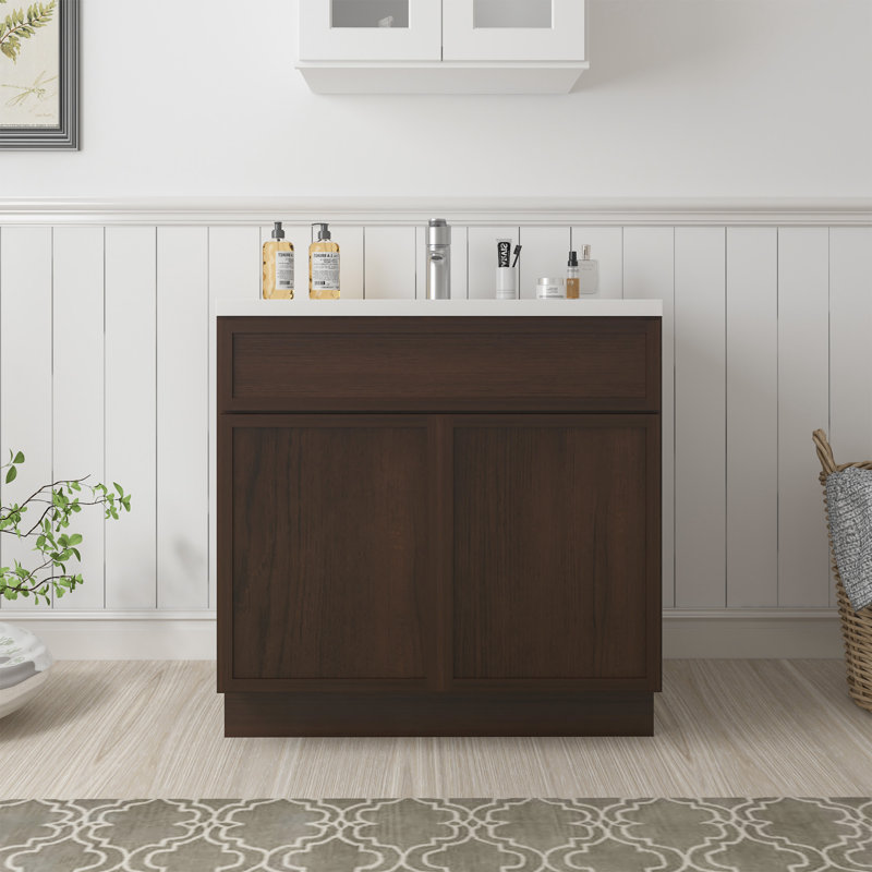 Base de meuble-lavabo simple 36 po seulement, Brun
