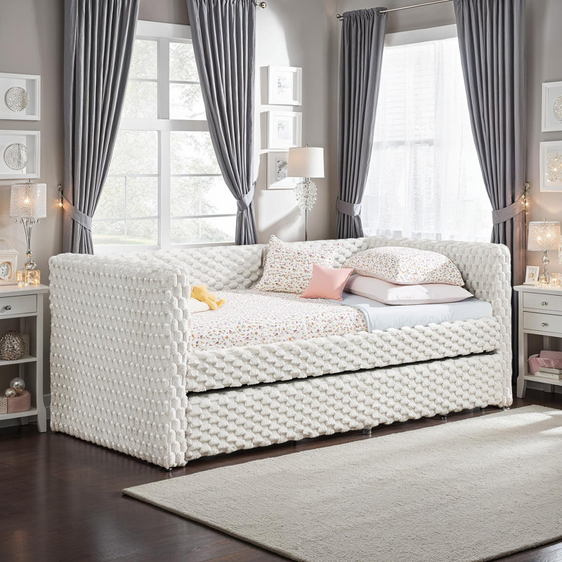Canapé-lit polyvalent avec accoudoirs et lit escamotable, taille simple, Beige