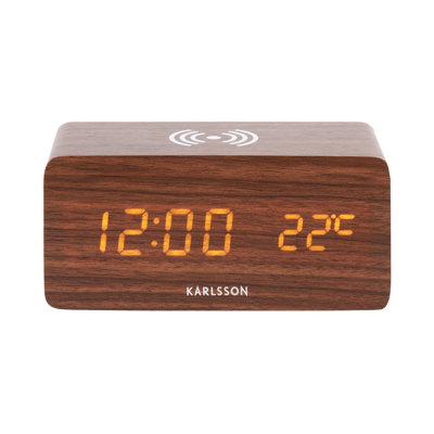 Digital Manufactured Wood Electric Quartz movement / Crystal Alarm Tabletop Clock in Black Dark Brown Wood