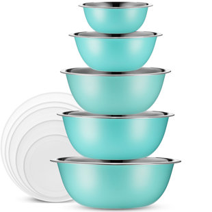 FineDine Mixing Bowls with Lids - 5 Deep Nesting Mixing Bowls for