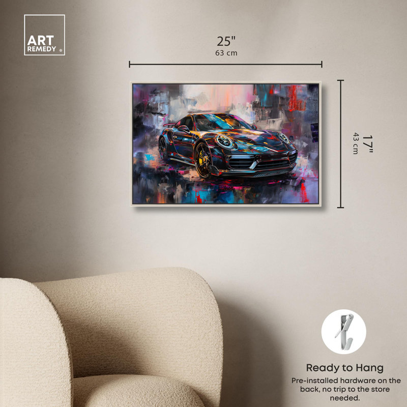 Peintures luxueuses de la voiture de luxe par Art Remedy, Encadrement argenté, H 17 po x l 25 po