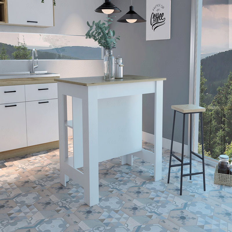 Îlot de cuisine antibactérien, trois tablettes, quatre pieds