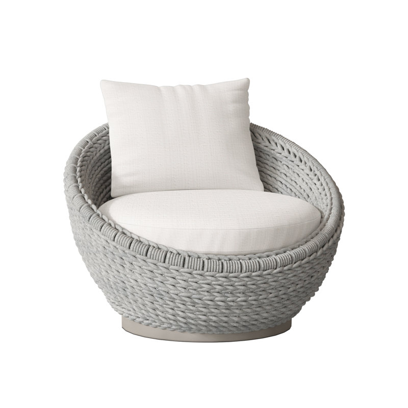 Savaii Outdoor Swivel Papasan Chair, White Sunbrella 6063-000