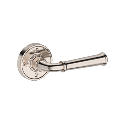 Dunsmoor Privacy Lever with Recessed Round Rose in Lifetime (PVD) Satin Brass