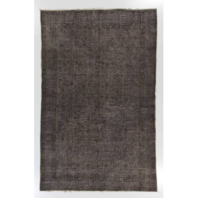 Tapis turc fait à la main de couleur grise 6,5 x 10,2 pi