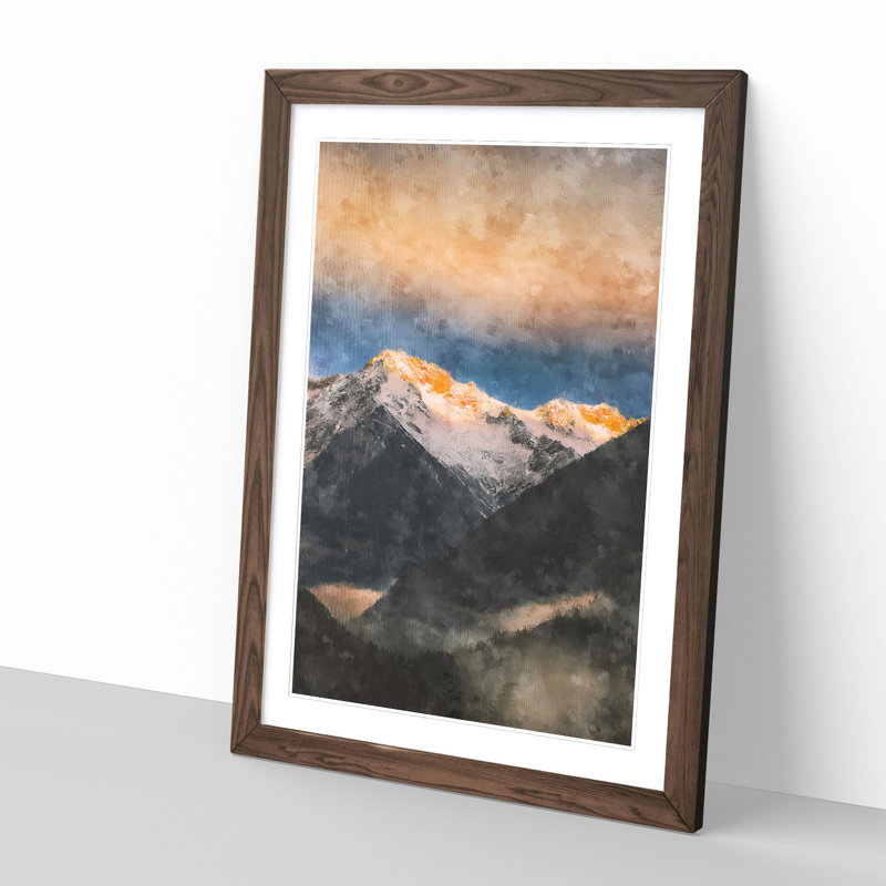 Schwartzenstein Summit In Italy Painting - Picture Frame Graphic Art, 87cm H x 62cm W x 2cm D, Walnut Framed