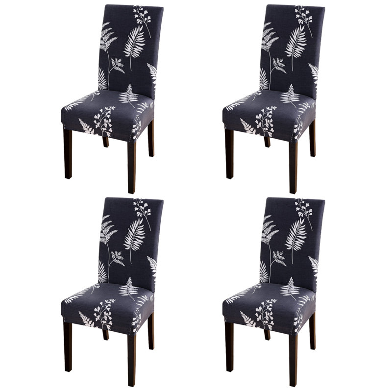 Housse extensible pour chaise de salle à manger à coussin carré en spandex, Navy/White Polyester Blend