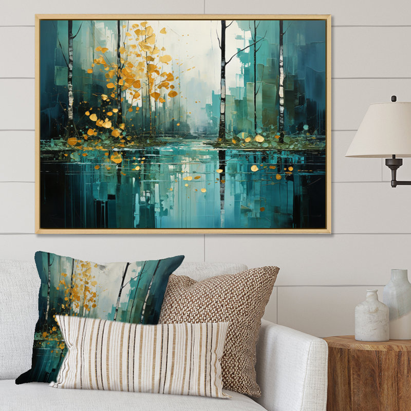 Abstrait forêt fluviale I, Cadre naturel flottant, H 12 po x l 20 po x P 1 po