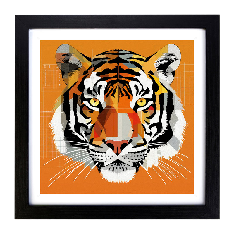 Tiger Constructivism No.1 - Framed Print, Black