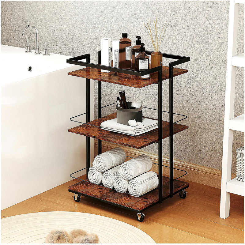 Multi-tier Salon Cart with Universal Wheels and Iron Rail