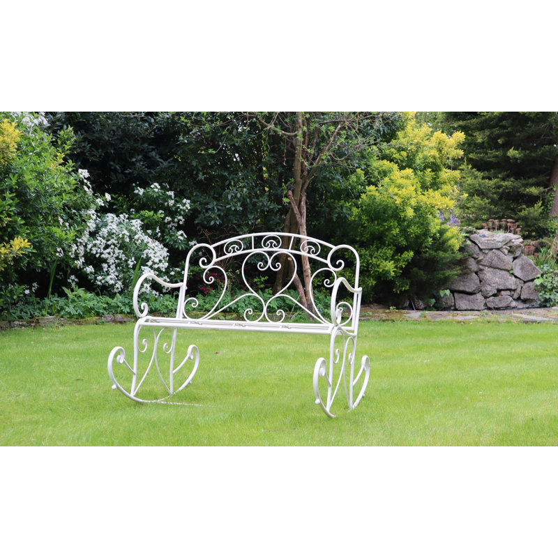 Mcglone Iron Outdoor Bench, Antique White