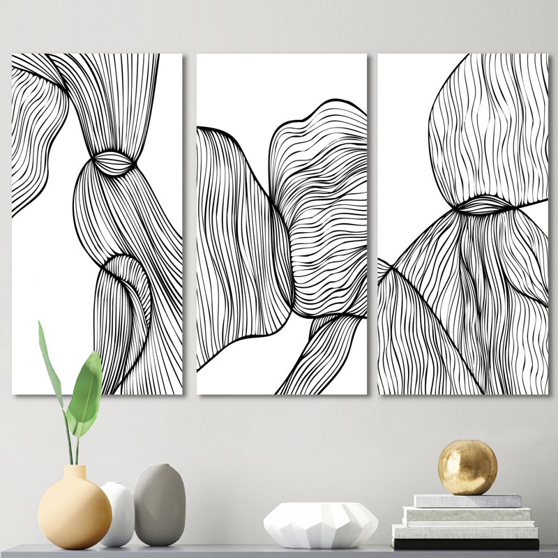 Primitive Shapes I - Ensemble de 3 reproductions d'art sur toile tendue, H 32 po x l 48 po