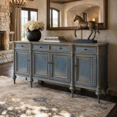 Armoire de vestibule bleu français vieilli