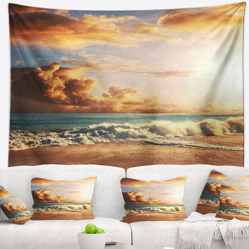 Tapisserie sur la plage, H 50 po x l 60 po