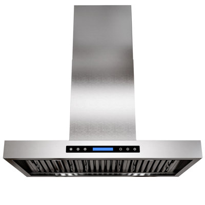 36 inch 800 CFM Ducted Wall Mount Range Hood 4 Speed Quiet Stainless Steel Remote and Touch Panel Control with LED Lights