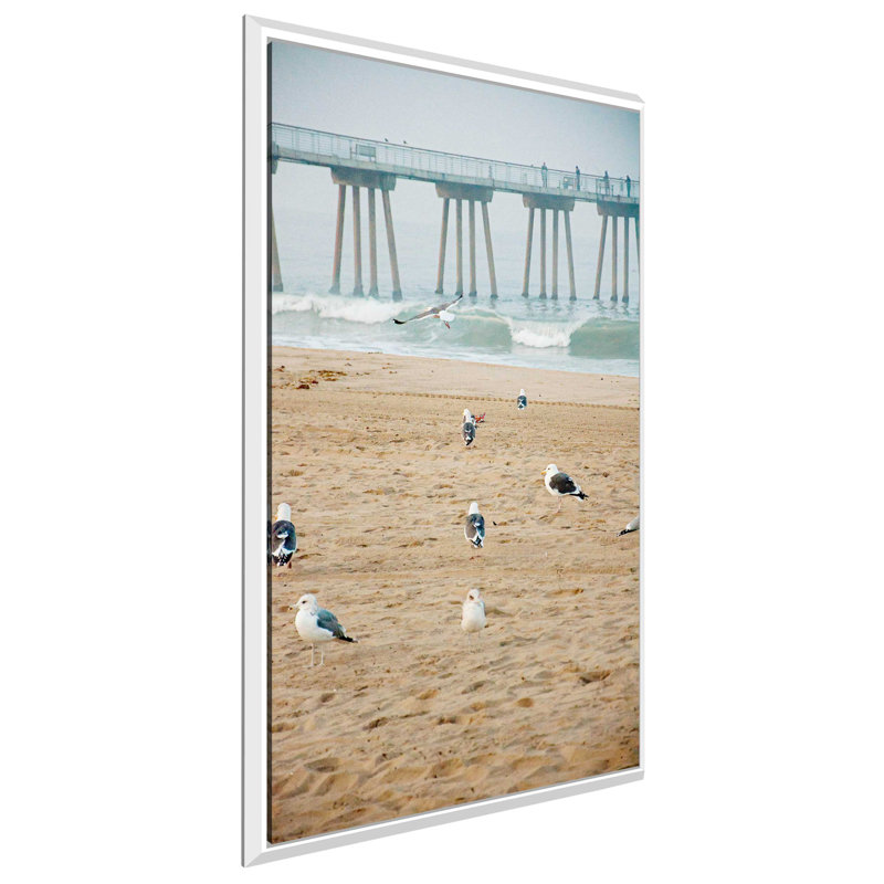 «Seagull Coast», reproduction de photo, H 51,5 po x l 31,5 po x P 2 po, Cadre flottant blanc