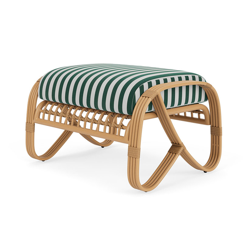 Riviera Outdoor Ottoman, Safari/White Stripe