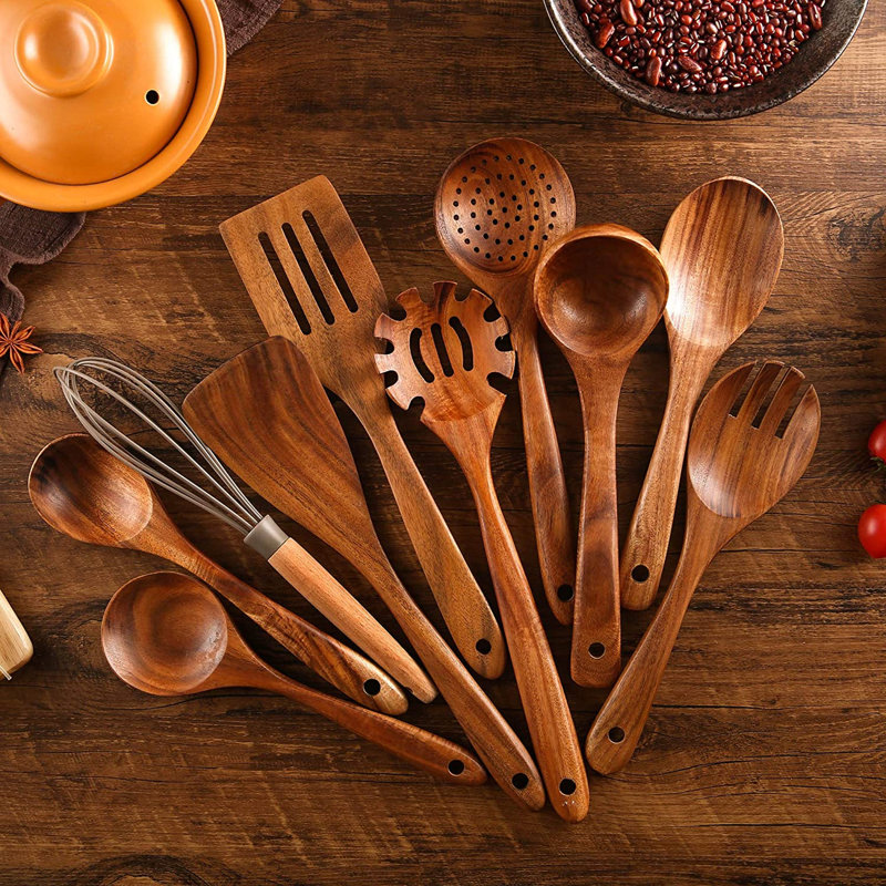 Ensemble de 10 cuillères à cuisson en bois 10 pièces