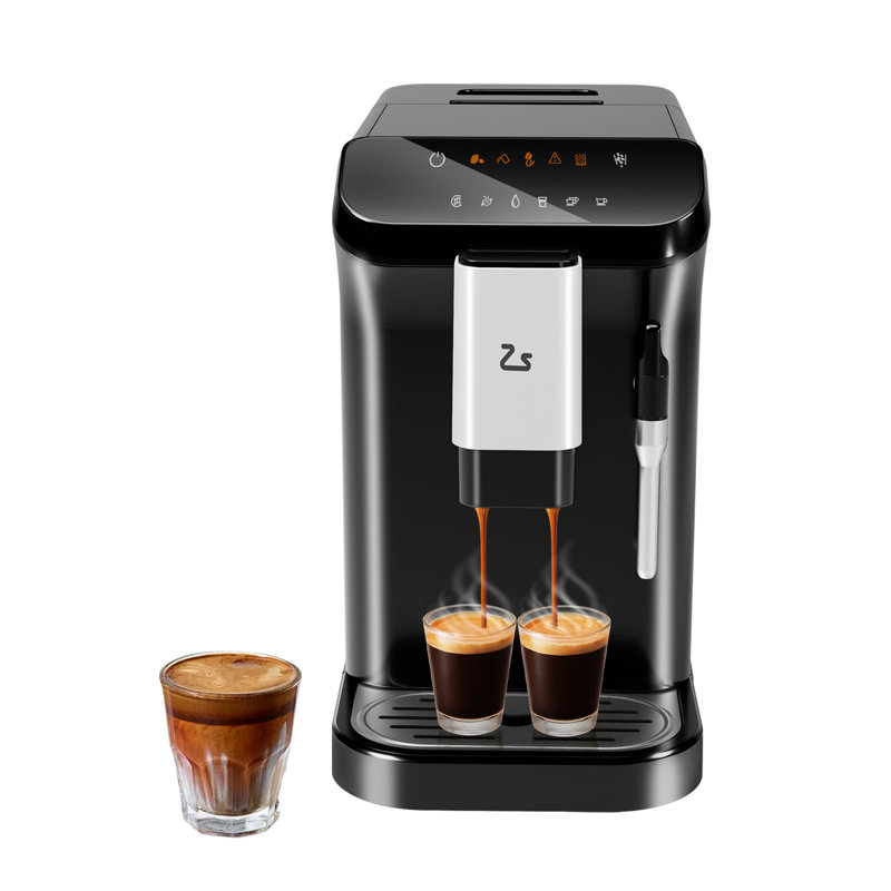 Machine à espresso automatique 20 bars avec moulin intégré - contrôle à écran tactile, 7 variétés de café, infusion rapide de 1350 W, mousseur à lait, réservoir de 1,5 L, barista domestique (noir)