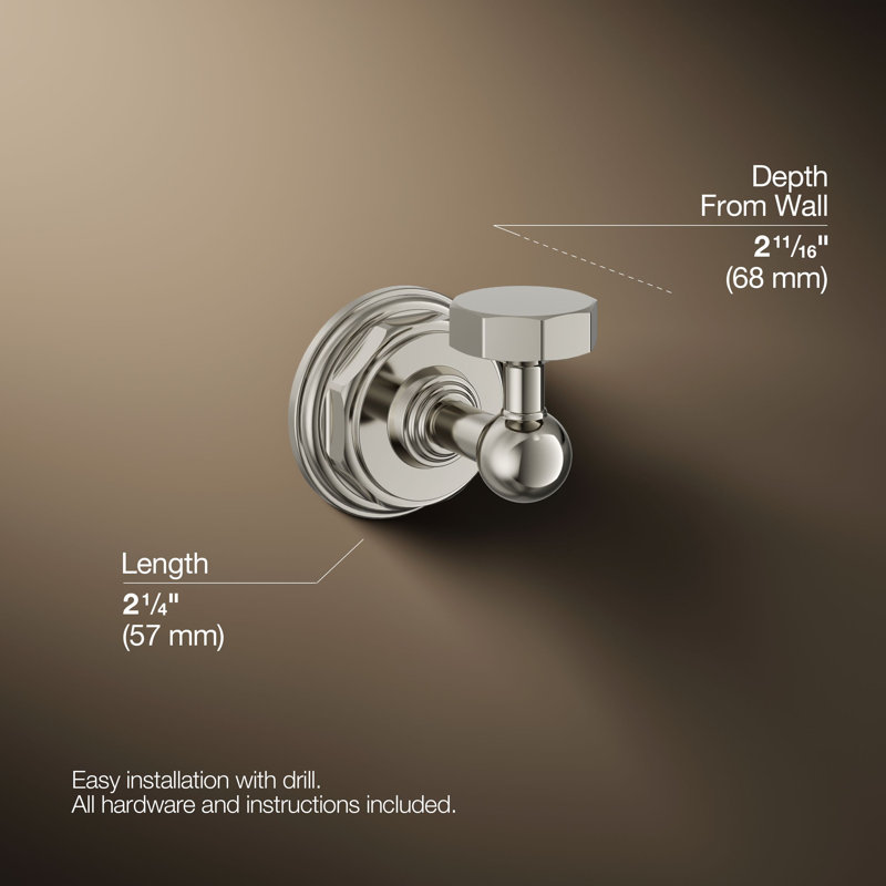 Pinstripe® Wall Mounted Robe Hook, Vibrant Polished Nickel