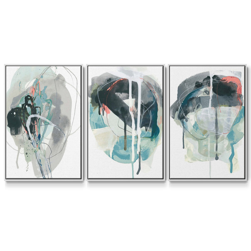 «Stone Aperture I», ensemble de 3 pièces encadrées sur toile, H 40 po x l 78 po, Blanc