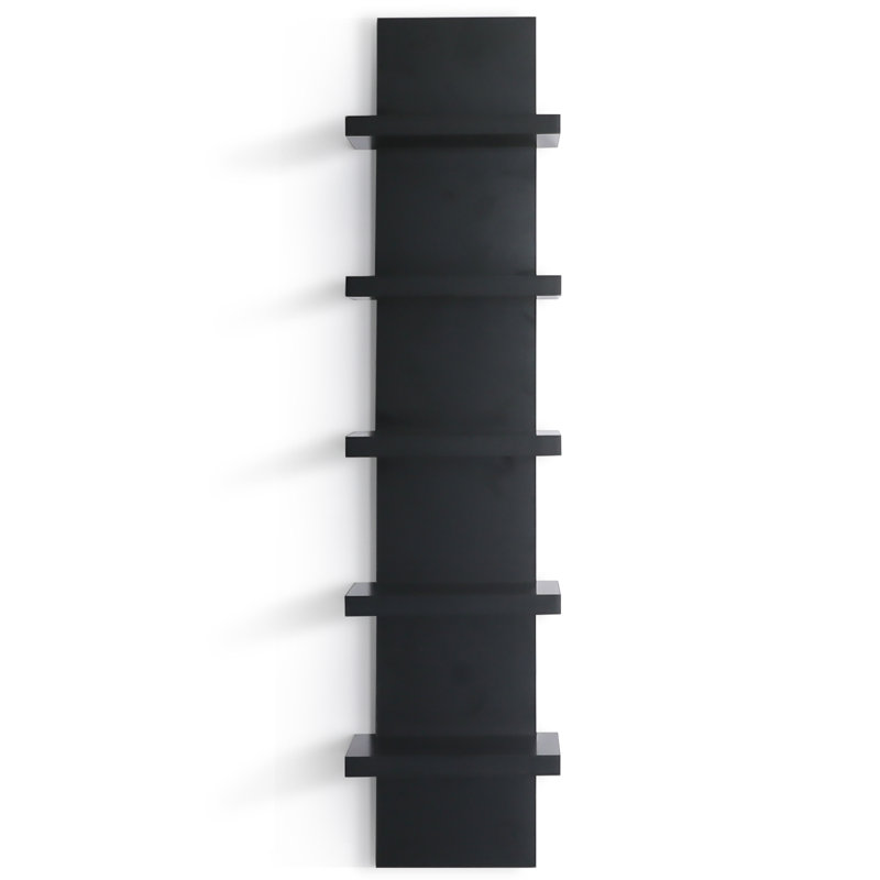 Pelicieux 5-Tier Small Floating Wall Shelf, Bright Black