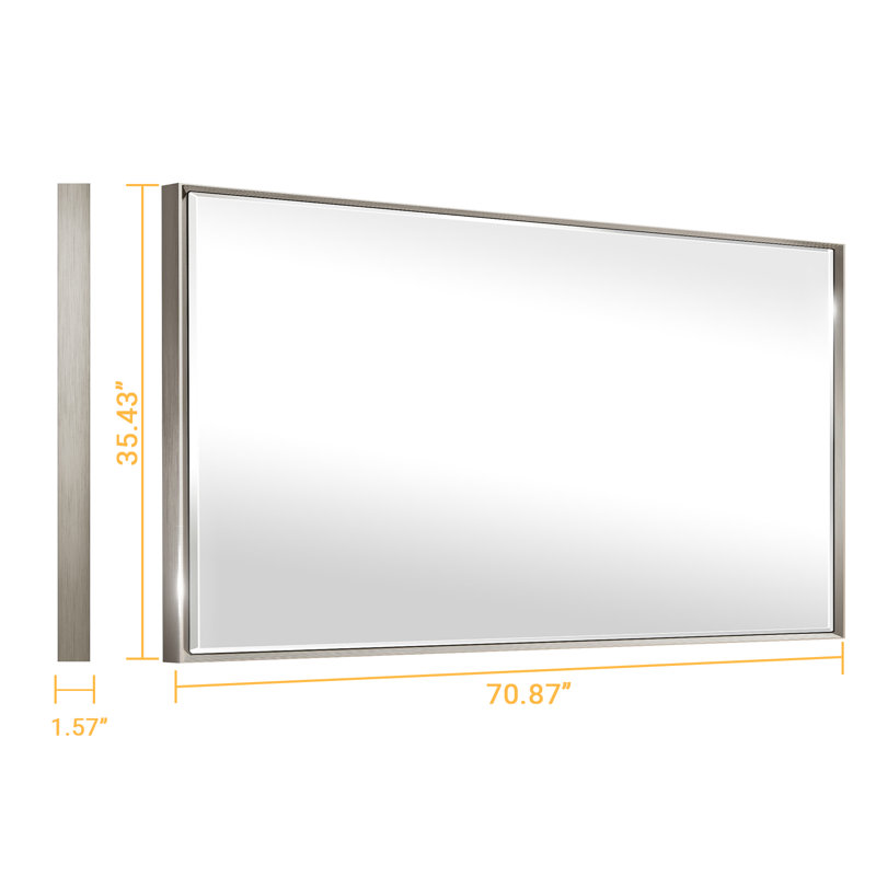 Miroir de salle de bain mural Lohoski, 36 po x 71 po, Nickel brossé