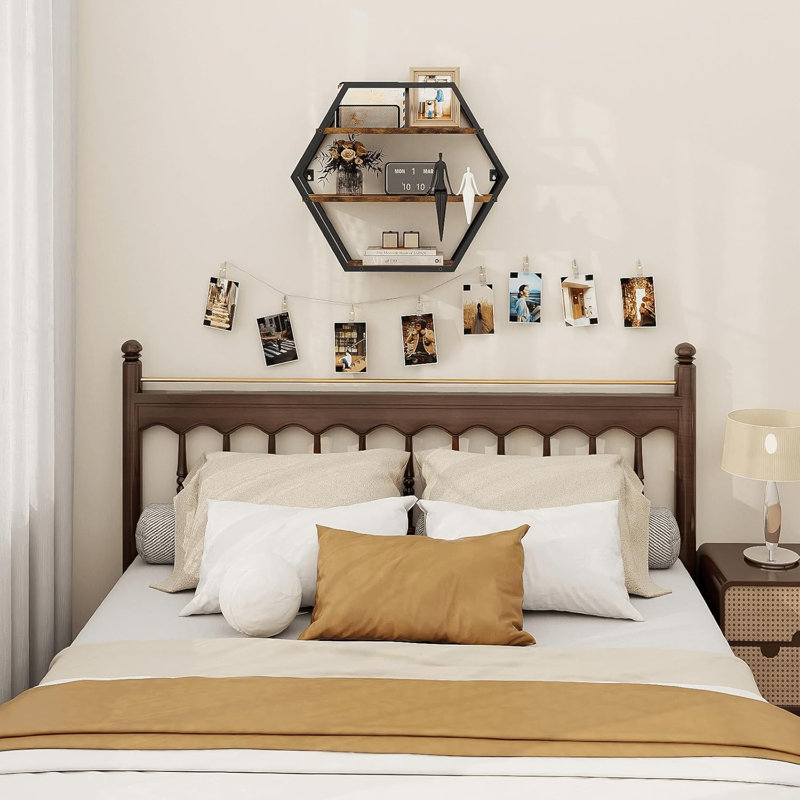 3 Piece Hexagon Floating Shelf with Adjustable Shelves