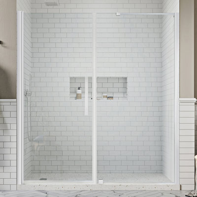 Pasadena 62.68'' W 72.01'' H Frameless Square Reversible Shower Kit
